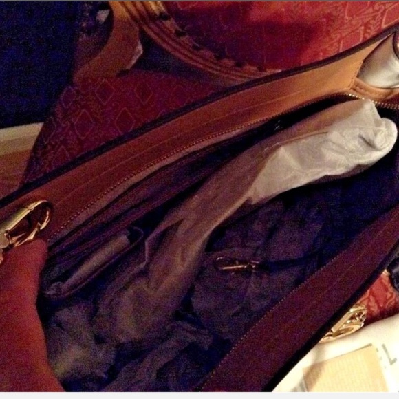 Michael Kors Hamilton Satchel Handbag Shoulder Bag Tri-Color Tan/White/Black - Picture 11 of 12